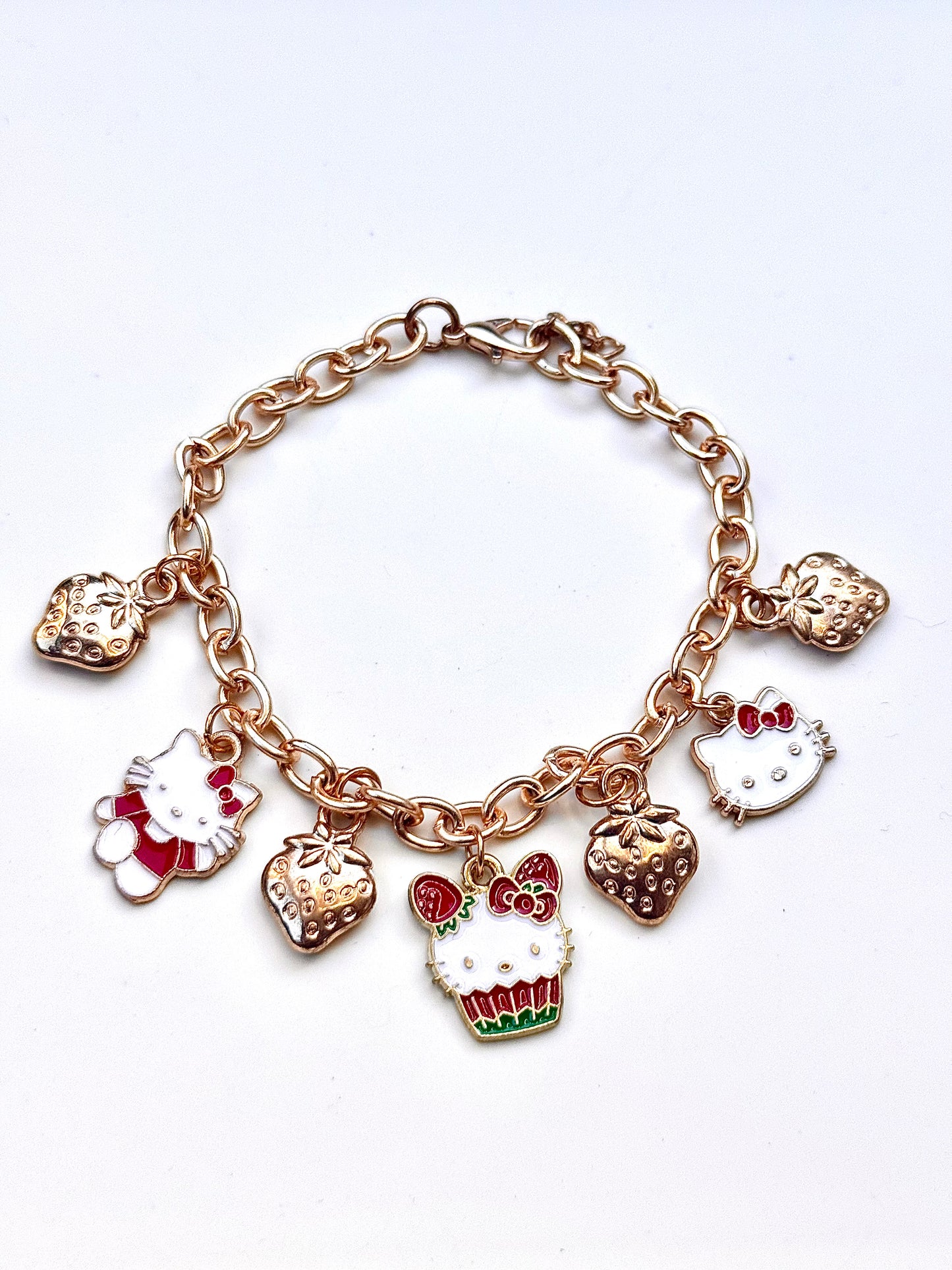 Hello Kitty inspired strawberry charm bracelet