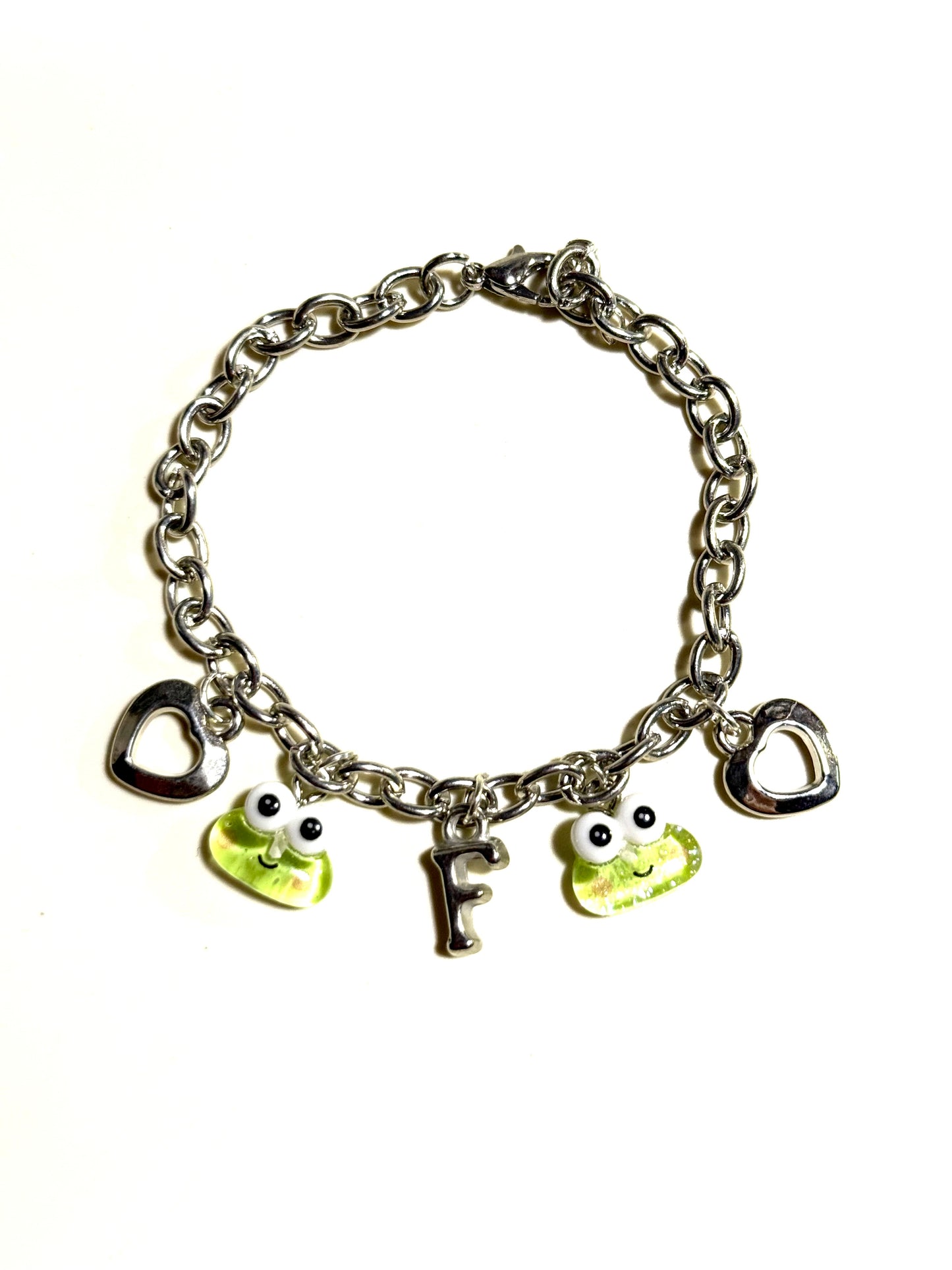 Keroppi F initial inspired bracelet