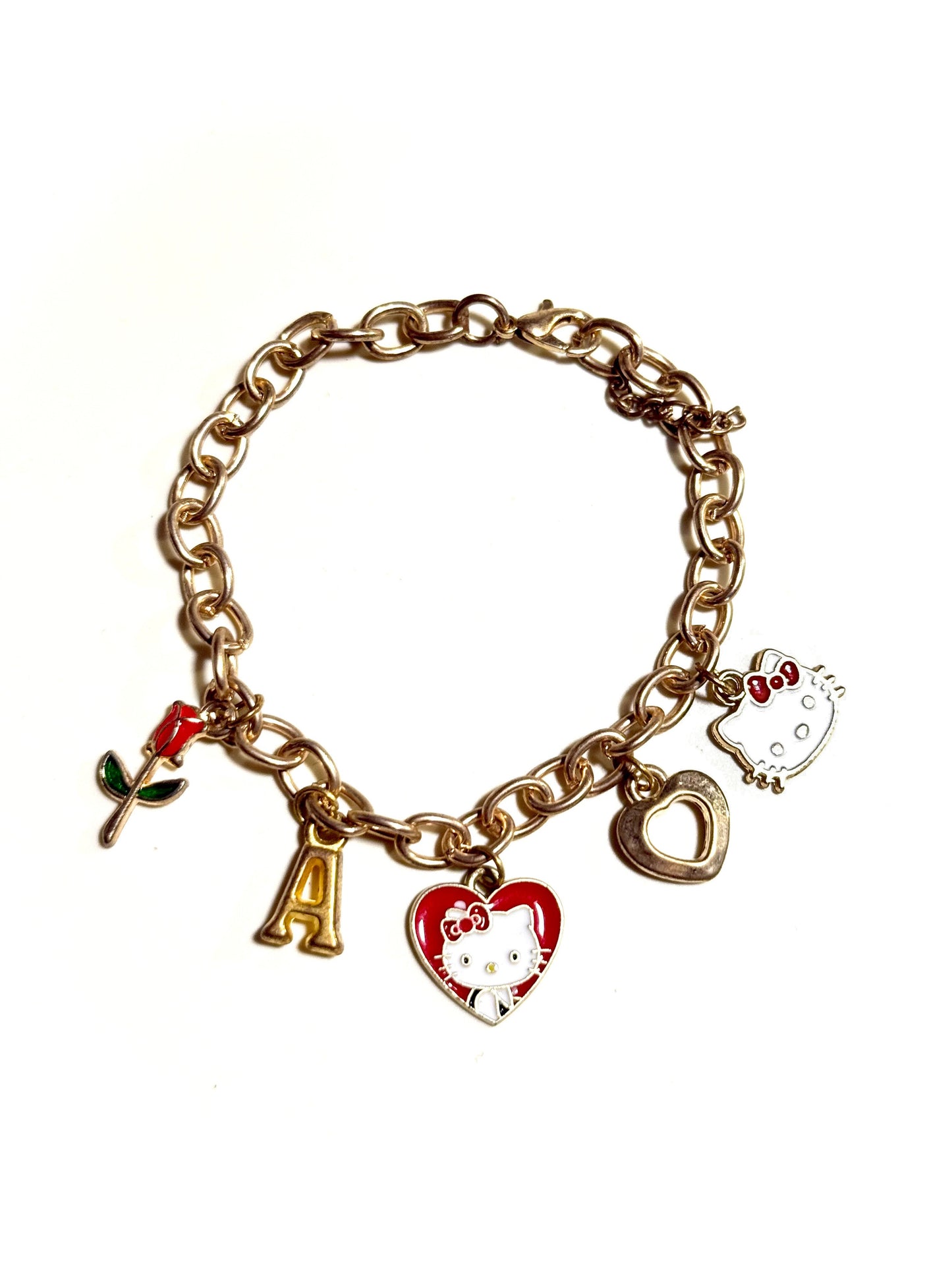 Hello Kitty A initial inspired charm bracelet