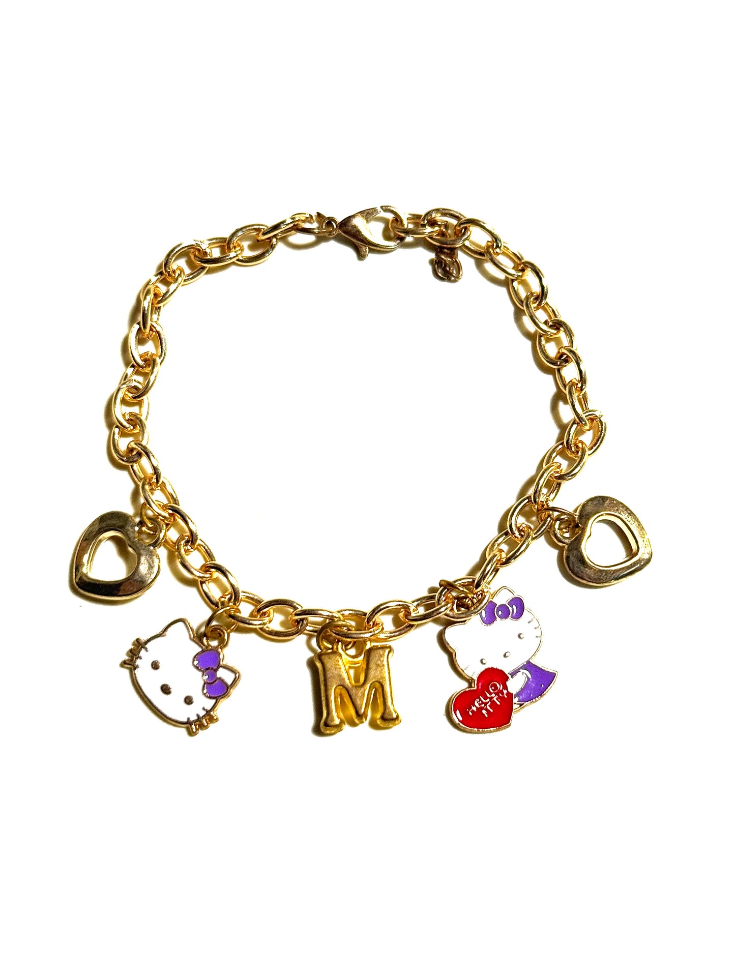 Hello Kitty M initial charm bracelet