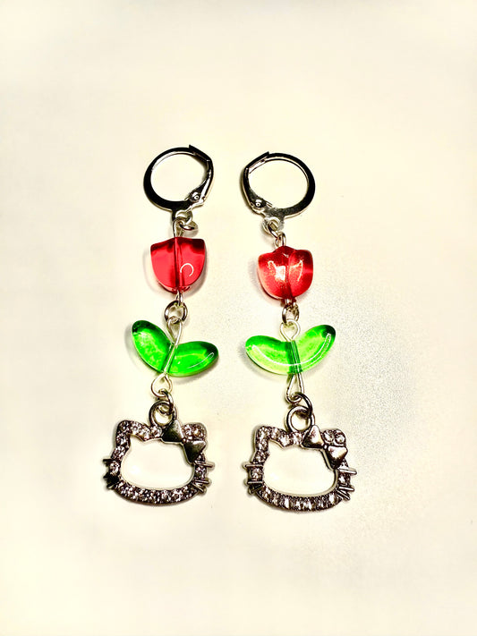 Hello Kitty Tulip inspired earrings